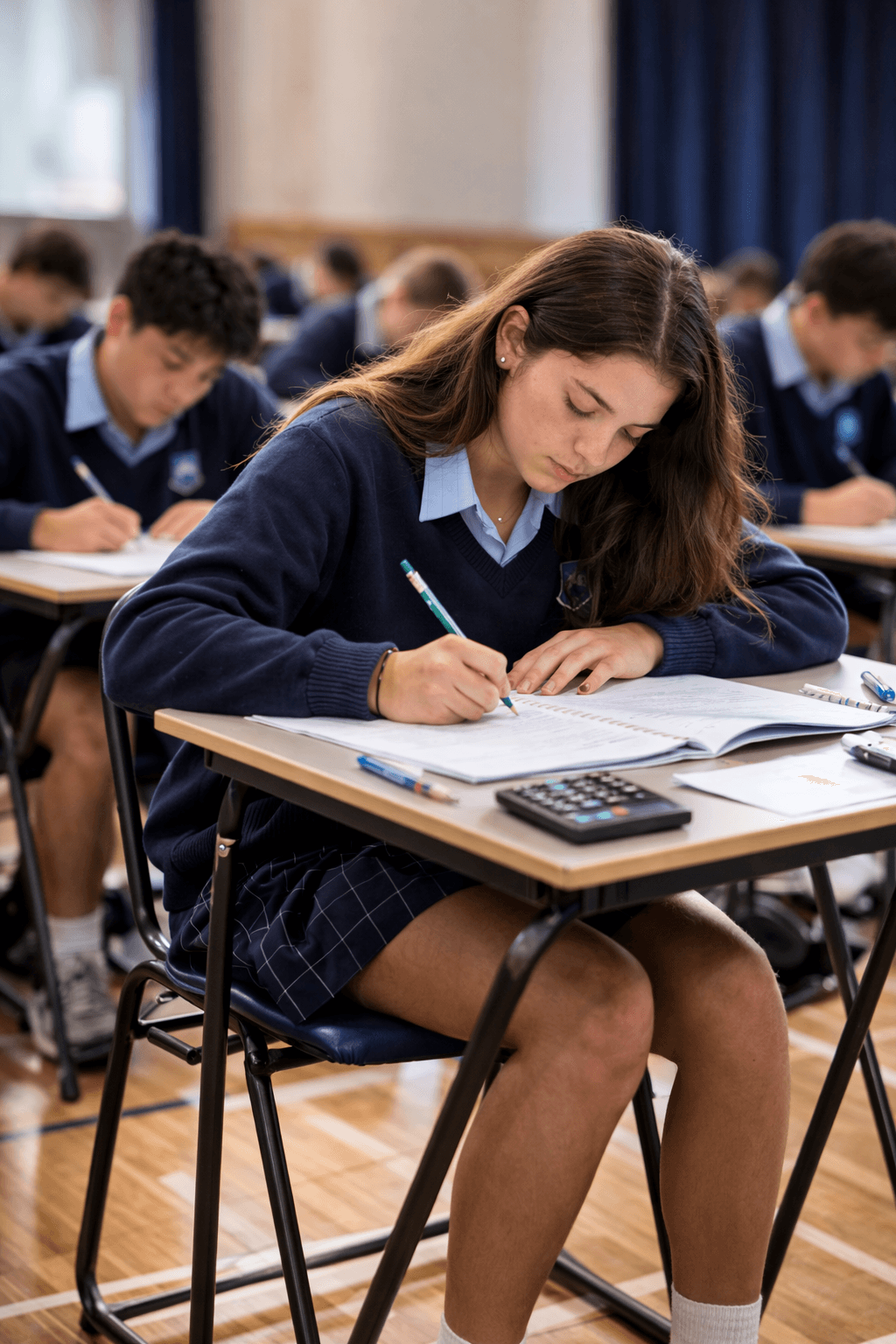 Student writing an exam