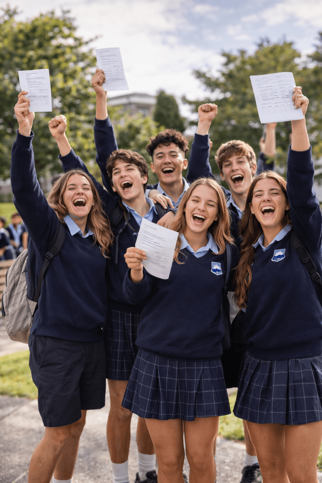 Students happy after passing exams